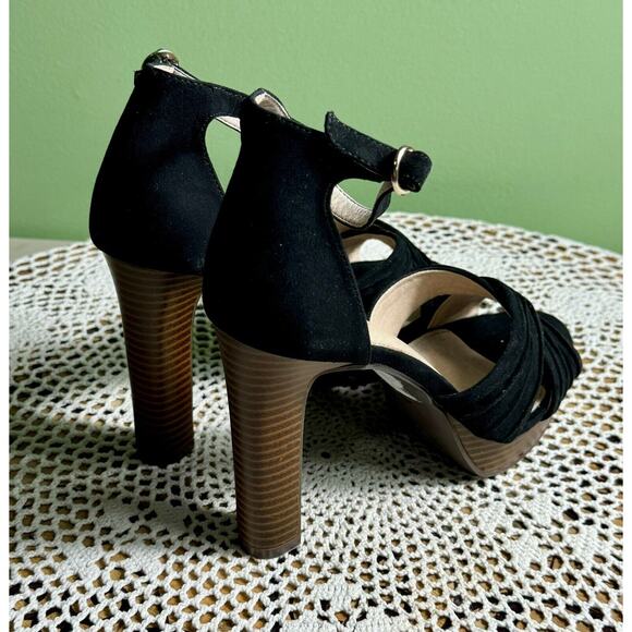 Cato Pump Wedge Platform Heels 4.5” Women's Size 9M Black Fabric Hemp sku 805 - Picture 4 of 8